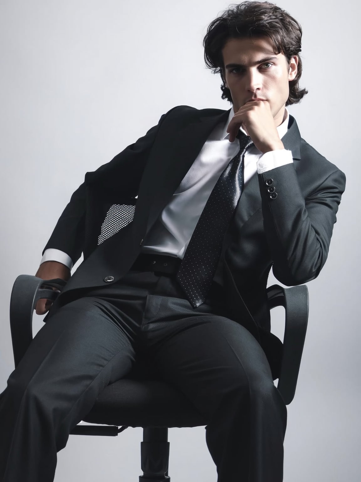 event-front capture of Damon Cael in striking outerwear and boots, rising pop artist Damon Cael.